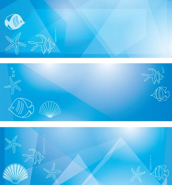 Μπλε Φόντο Ψάρια Και Όστρακα Διανυσματικό Πρότυπο — Διανυσματικό Αρχείο