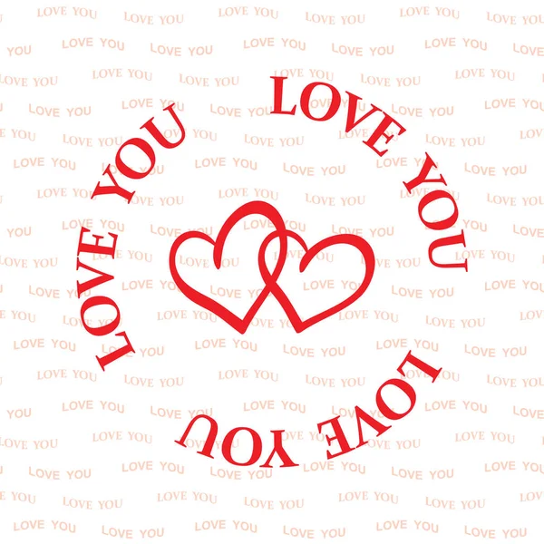 Witte Achtergrond Met Rode Decoraties Love You Hearts Vector Decoratieve — Stockvector