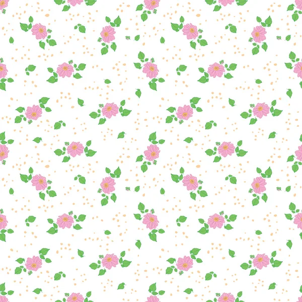 Floral Seamless Pattern Vector White Background Rosy Dahlia Flowers Wrapping — Stock Vector