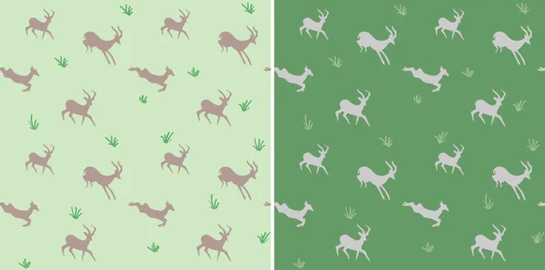 Green Seamless Pattern Silhouettes Goats Vector Decorative Background Animals Wrapping — Stock Vector