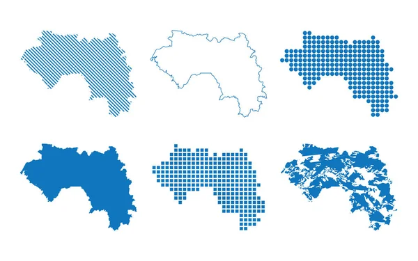 几内亚共和国地图 不同样式的一组矢量轮廓 — 图库矢量图片