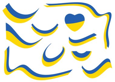 Ukrayna bayrağı - eğri şekillerde vektör tasarım elementleri