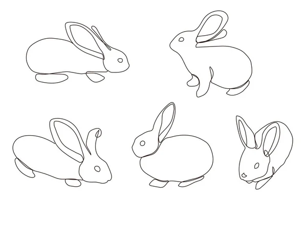 Silhouettes Rabbits Set Vector Design Animals — Archivo Imágenes Vectoriales