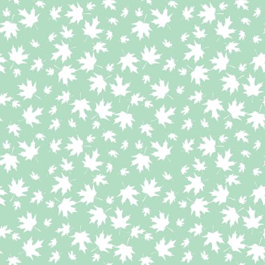 light green background with white maple leaves - vector seamless pattern for fall season
