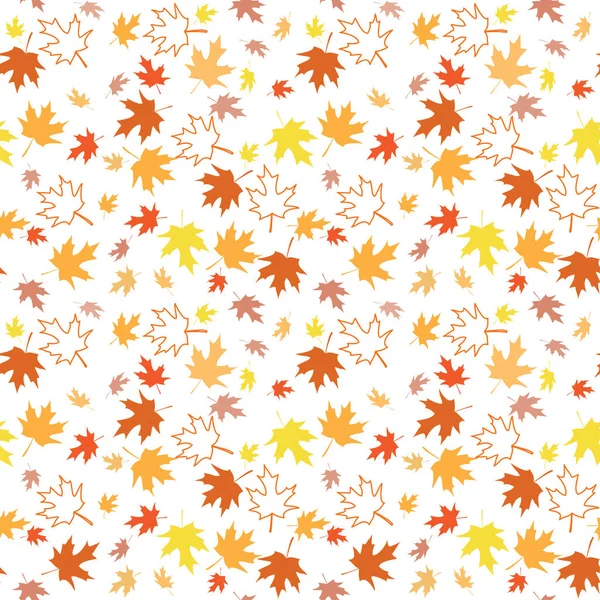 bright maple leaves on white background - vector seamless pattern for fall season