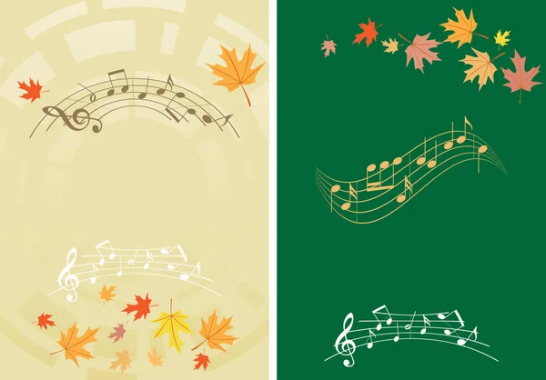 Music Banners Autumn Leaves Vector Musical Backgrounds Events — Stock vektor