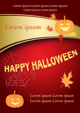 Cadılar Bayramı için kırmızı arkaplan - kabaklı vektör a4 şablonu