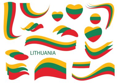 Litvanya Cumhuriyeti bayrağı - vektör elementleri ve eğri şekiller