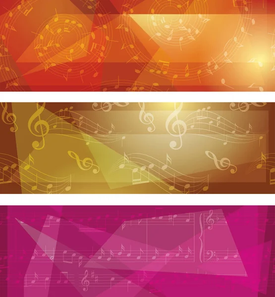 Fondos Vectoriales Color Naranja Brillante Amarillo Carmesí Con Notas Musicales — Vector de stock