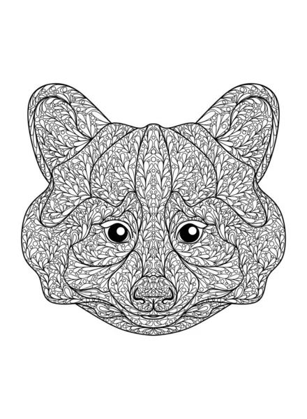 Raccoon Ornamento Para Colorear Página Contorno Blanco Negro Aislado Sobre — Vector de stock