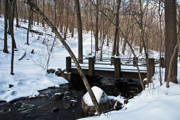 Footbridge Over A Winter Creek — Stock Photo, Image