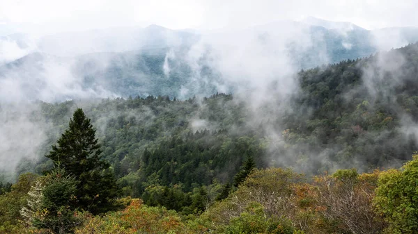 Manhã Nebulosa Nos Vales Das Montanhas Apalaches Vista Blue Ridge — Fotografia de Stock