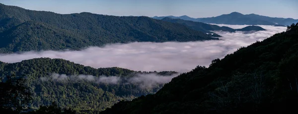 Foggy Morning Valley Appalachian Mountains View Blue Ridge Parkway — стокове фото