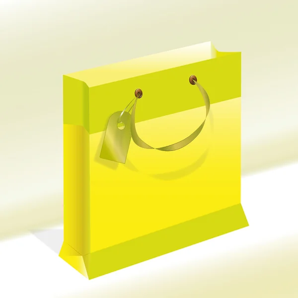 Бумажный пакет желтого цвета с оливковым контуром для праздничных мероприятий — стоковый вектор