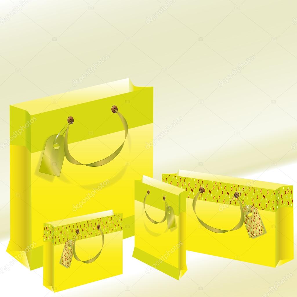 Four paper package of yellow color