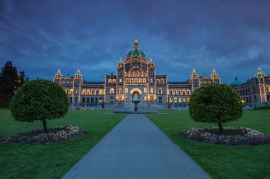 Evening view of Government house in Victoria BC clipart