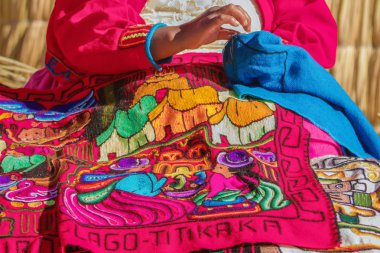 kadın Uros, peru, Bolivya dikiş