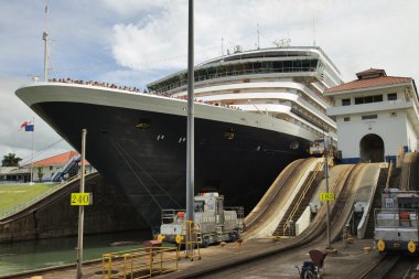 Detail of cruise ship in Lock, Panama Canal clipart