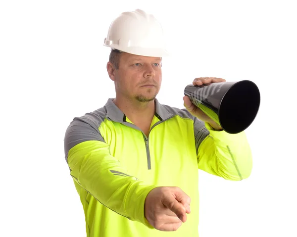 Palec wskazujący constructionworker — Zdjęcie stockowe