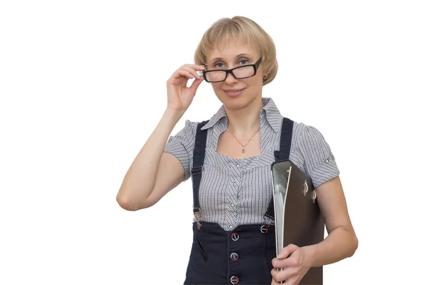 klasörü sarışın güzel kadın