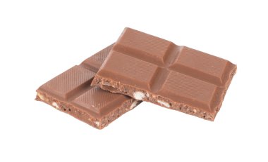 Beyaz arkaplanda izole edilmiş çikolata çubukları