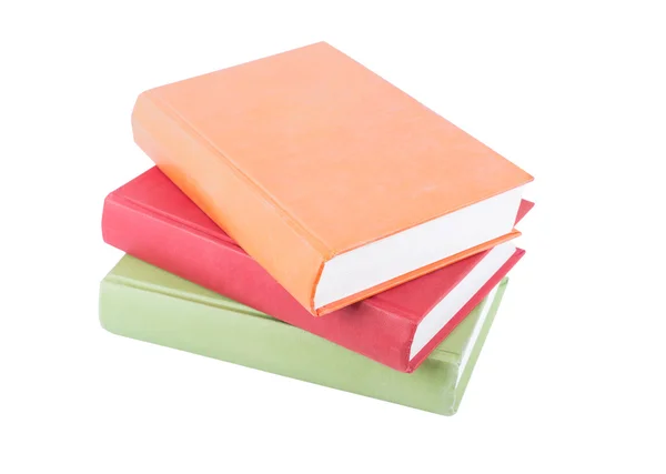 Pile colorful books isolated on the white background, red, green, orange — Stock Photo, Image