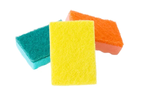 Sponges for washing dishes isolated on the white background — Stock Photo, Image