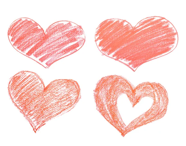 Lápis de coração desenhado à mão, isolado sobre fundo branco — Fotografia de Stock