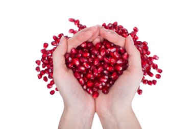 Garnet, tahıl, nar taneleri eller içinde