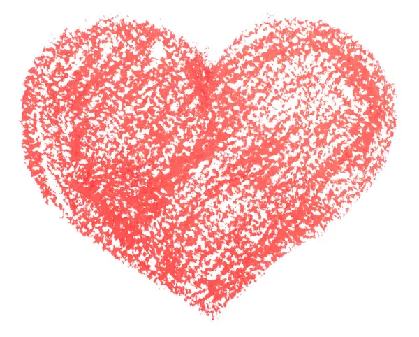 Crayon coeur dessiné à la main isolé sur fond blanc — Photo
