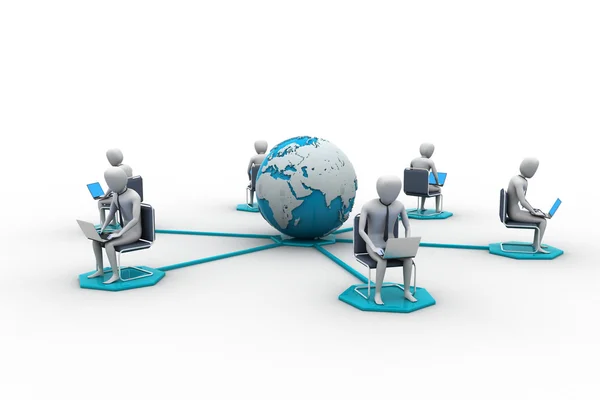 Networking people with globe — Stock Photo, Image