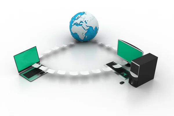 Computer networking with globe — Stock Photo, Image
