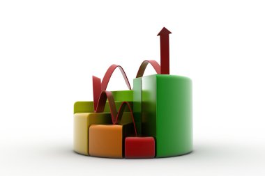 pasta ve çubuk grafik grafikler ile ok büyüyen Finans