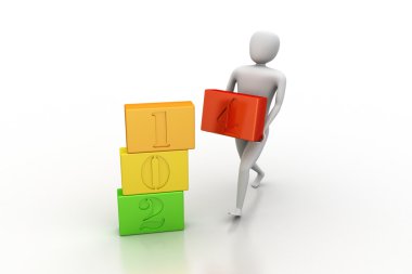 Yeni yıl 2014 sunulması işadamı 3D çizimi