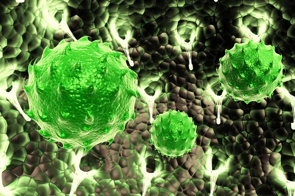 Symbole de cellule virale verte représentant une infection bactérienne — Photo