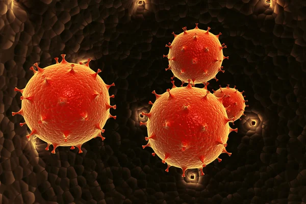 3D render virus på en mörk bakgrund — Stockfoto