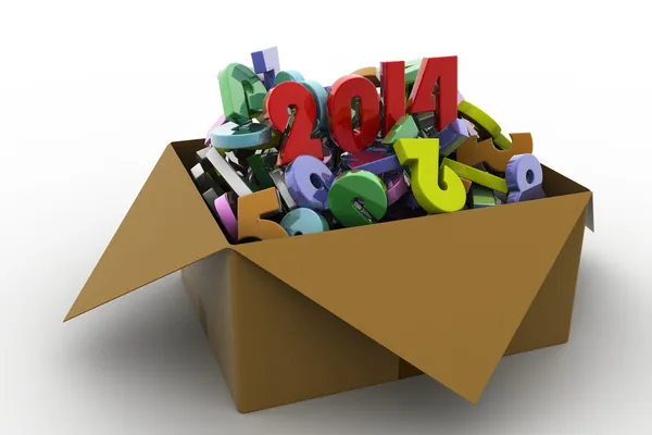 2014 in a box. 3d illustrations — Stock Photo, Image