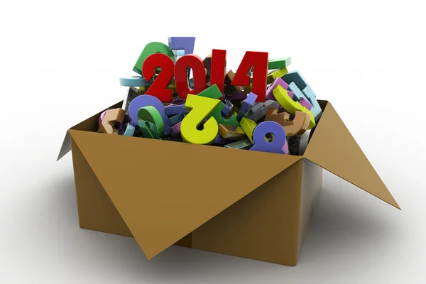 2014 in a box. 3d illustrations — Stock Photo, Image
