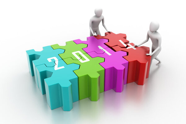 3d иллюстрация человека, помогающего своему партнеру для завершения года
