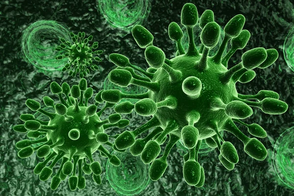 Groene bacteriële indringer cellen veroorzaakt ziekte — Stockfoto