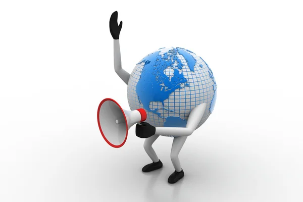 Globe with loudspeaker — Stock Photo, Image