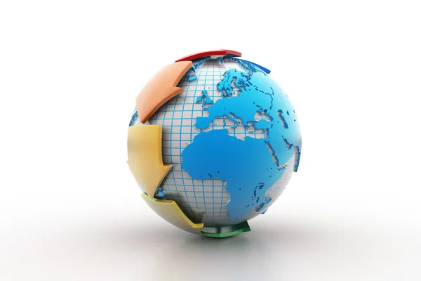 Globe around with arrow — Stock Photo, Image