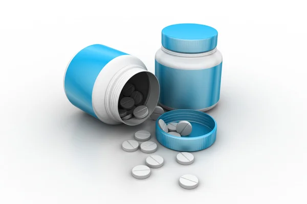 Flacon de médicament et pilules — Photo