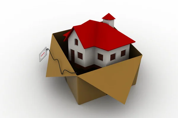 House in gift box — Stock Photo, Image