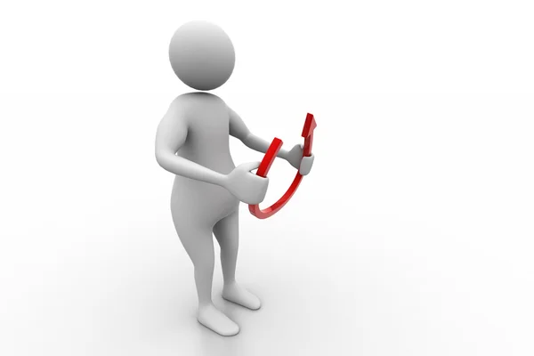 3d man holding an arrow — Stock Photo, Image