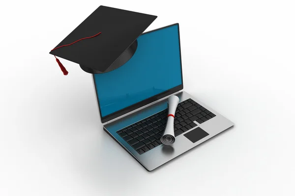 Examen hatt och diplom — Stockfoto