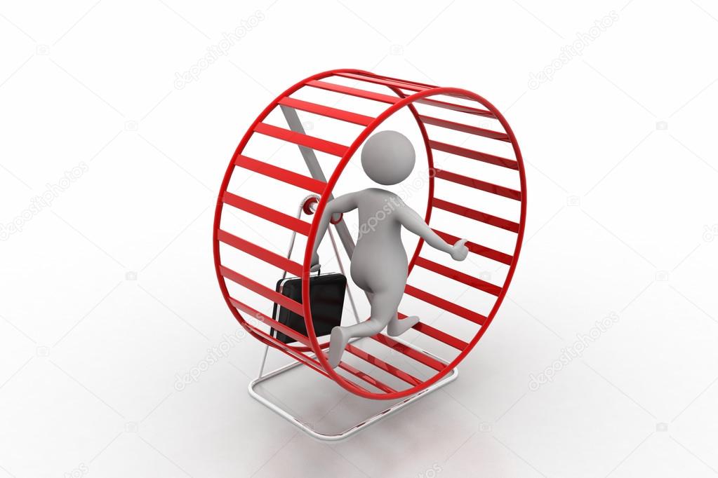Man climbing the rotating wheel