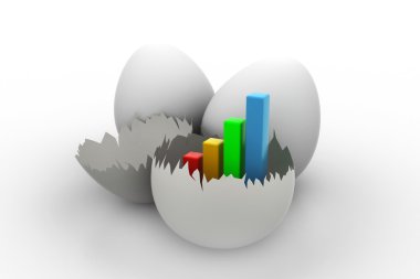 renkli iş büyüme grafiğinde kırık yumurta