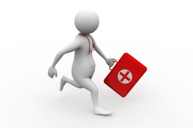ilk yardım kutusu, tıp kavram çalışan doktor