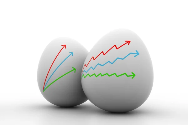 Business Growth graph  drawing  in  egg — Stock Photo, Image